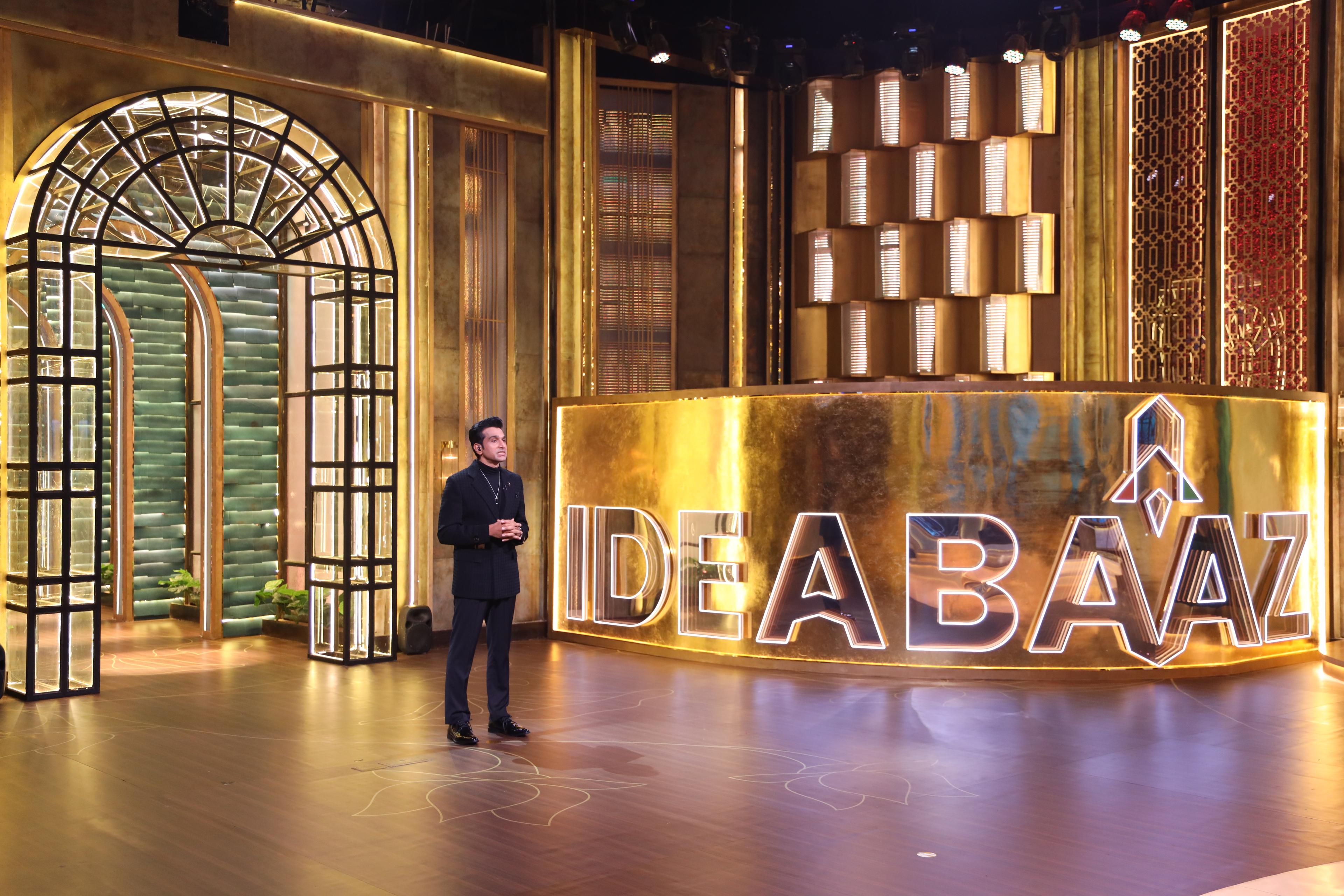 Wide view of the Ideabaaz Season 1 jury panel set