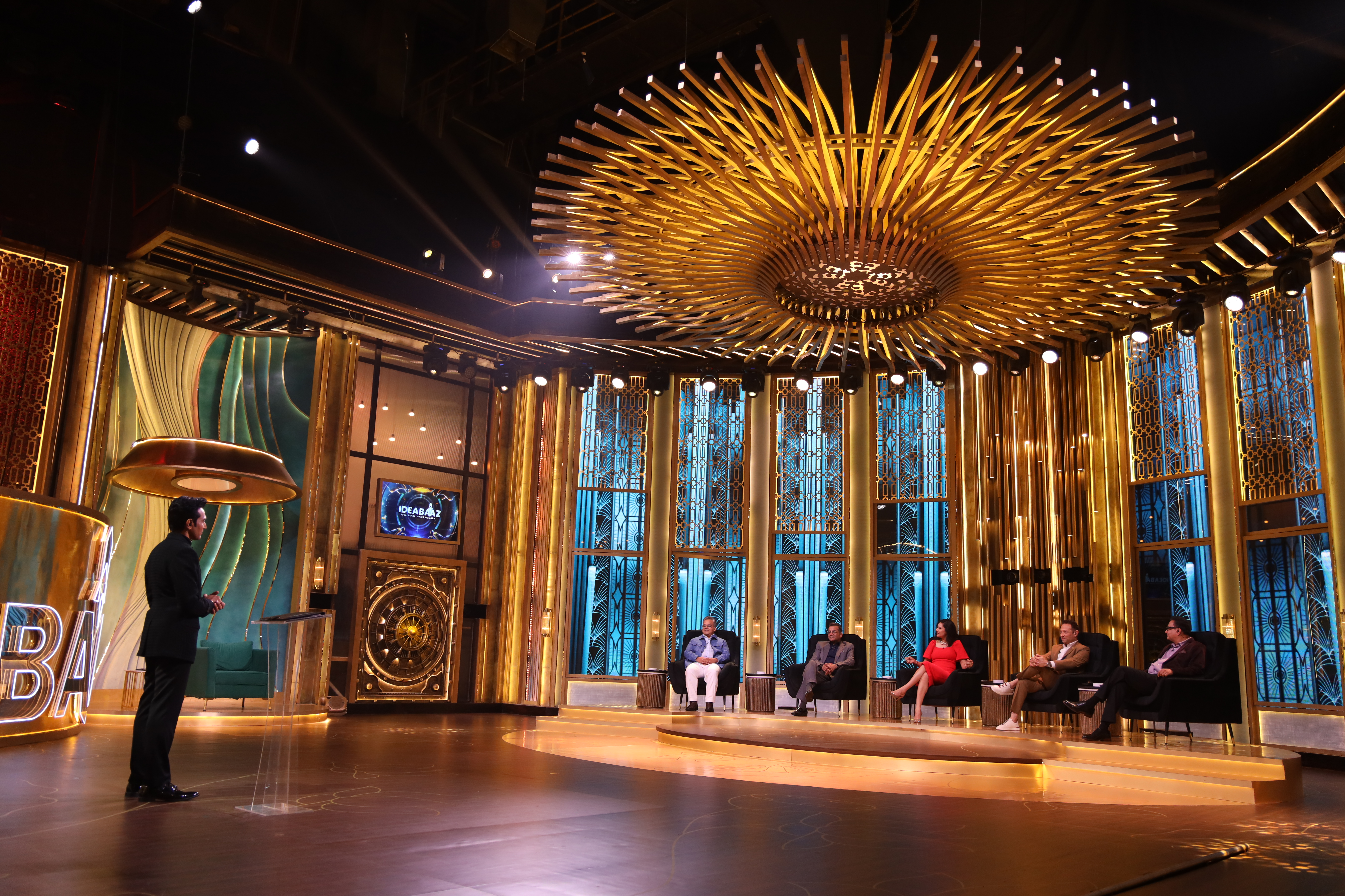 Founders and hosts posing together on the Ideabaaz set